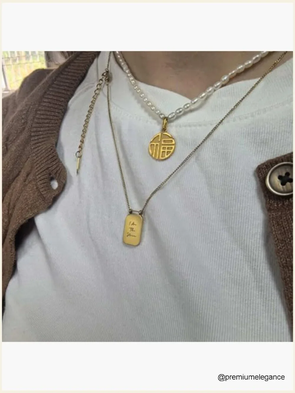 Inspirational Gold Pendant Necklace I Am The Storm Square Chain